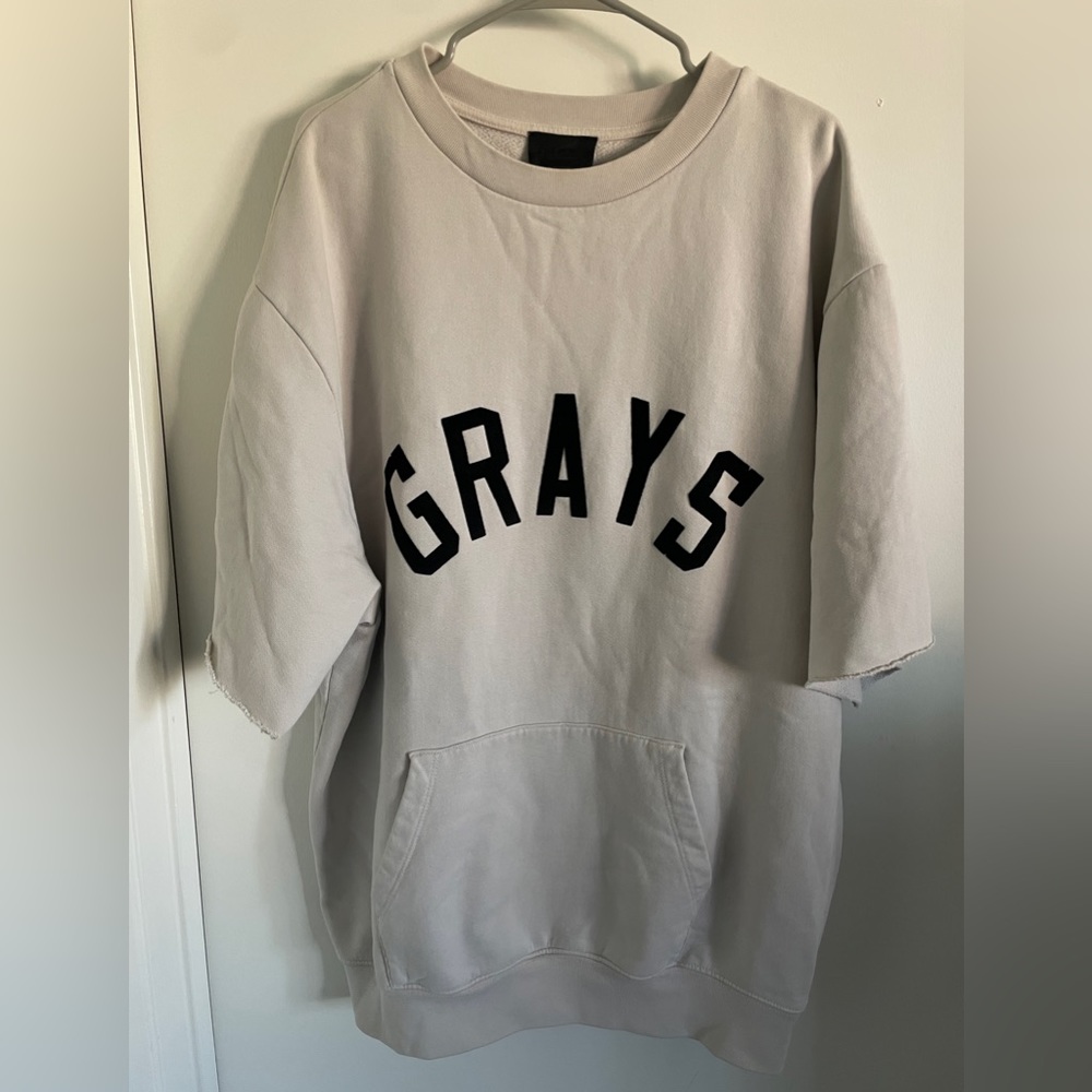 Fear of god M GRAYS 3/4 sleeve sweatshirt bone Jerry gym concrete white kangaroo